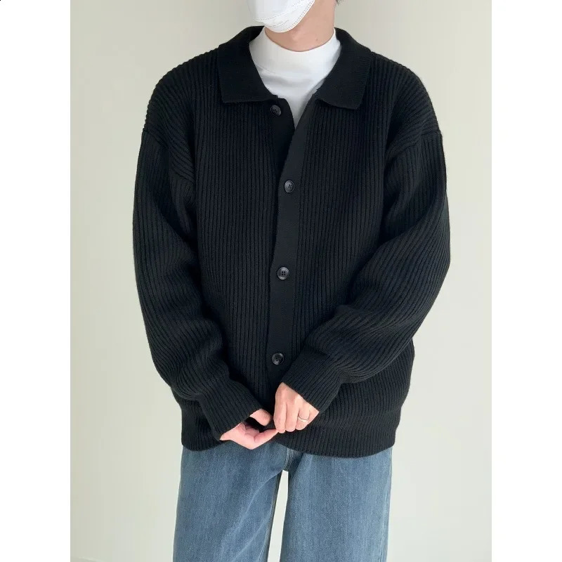 Korean style solid color loose thickened sweater autumn and winter coat mens lazy wind Harajuku casual fashion knitted cardigan 240824