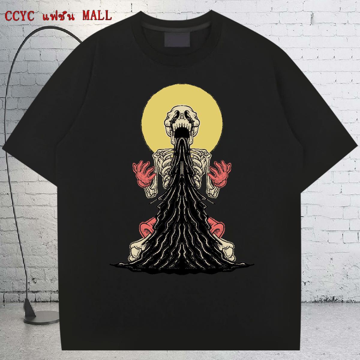 Classic T-Shirts for Men 100% Cotton 230g skull Summer Casual Plus Size Cartoon Breathable Crew Neck Men Clothes T-Shirt Stylist Tops Shirt