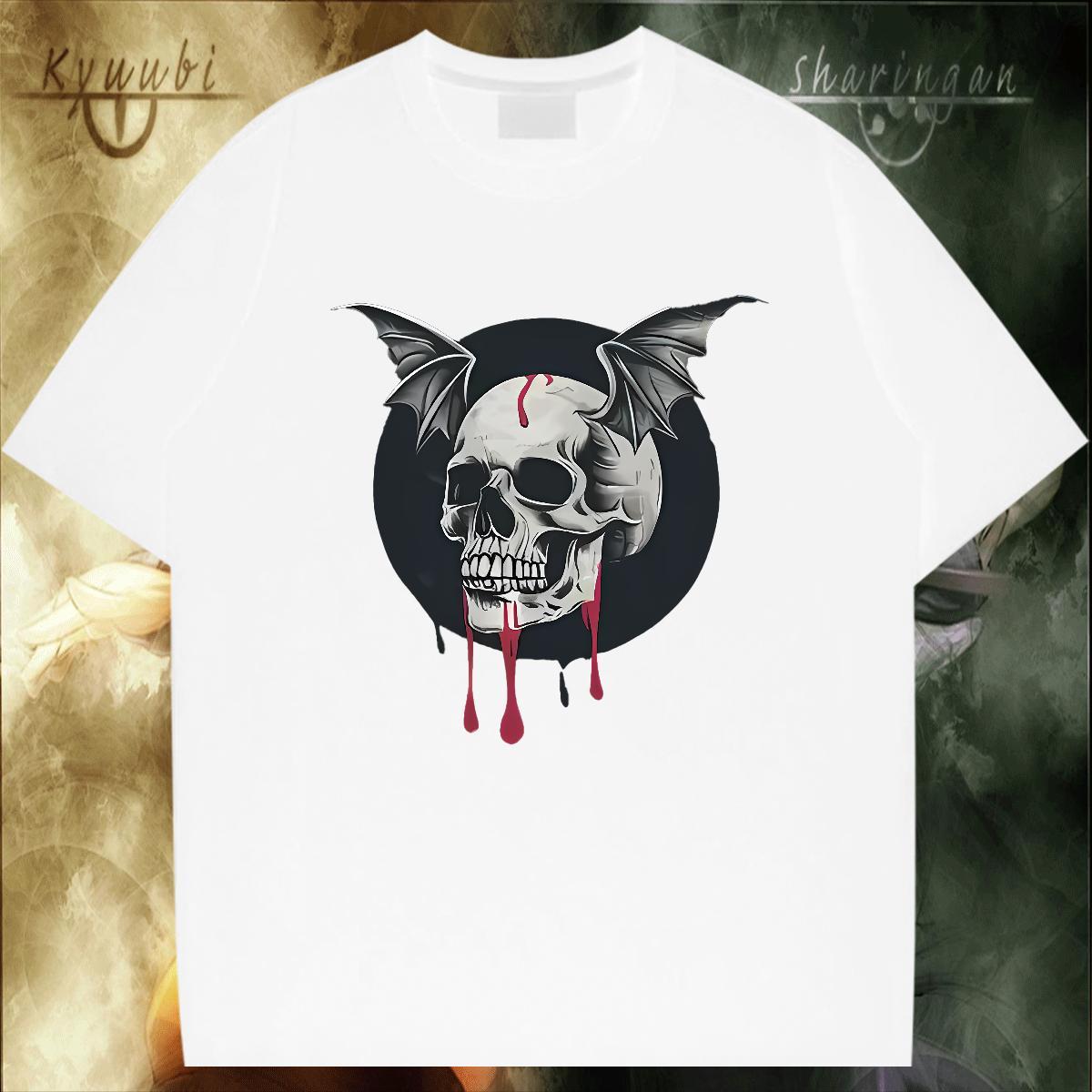 Free Shipping Mens T Shirts 230g Cotton skull Daily Wear Cartoon Print Breathable Tshirt for Man Woman Casual New Clothings