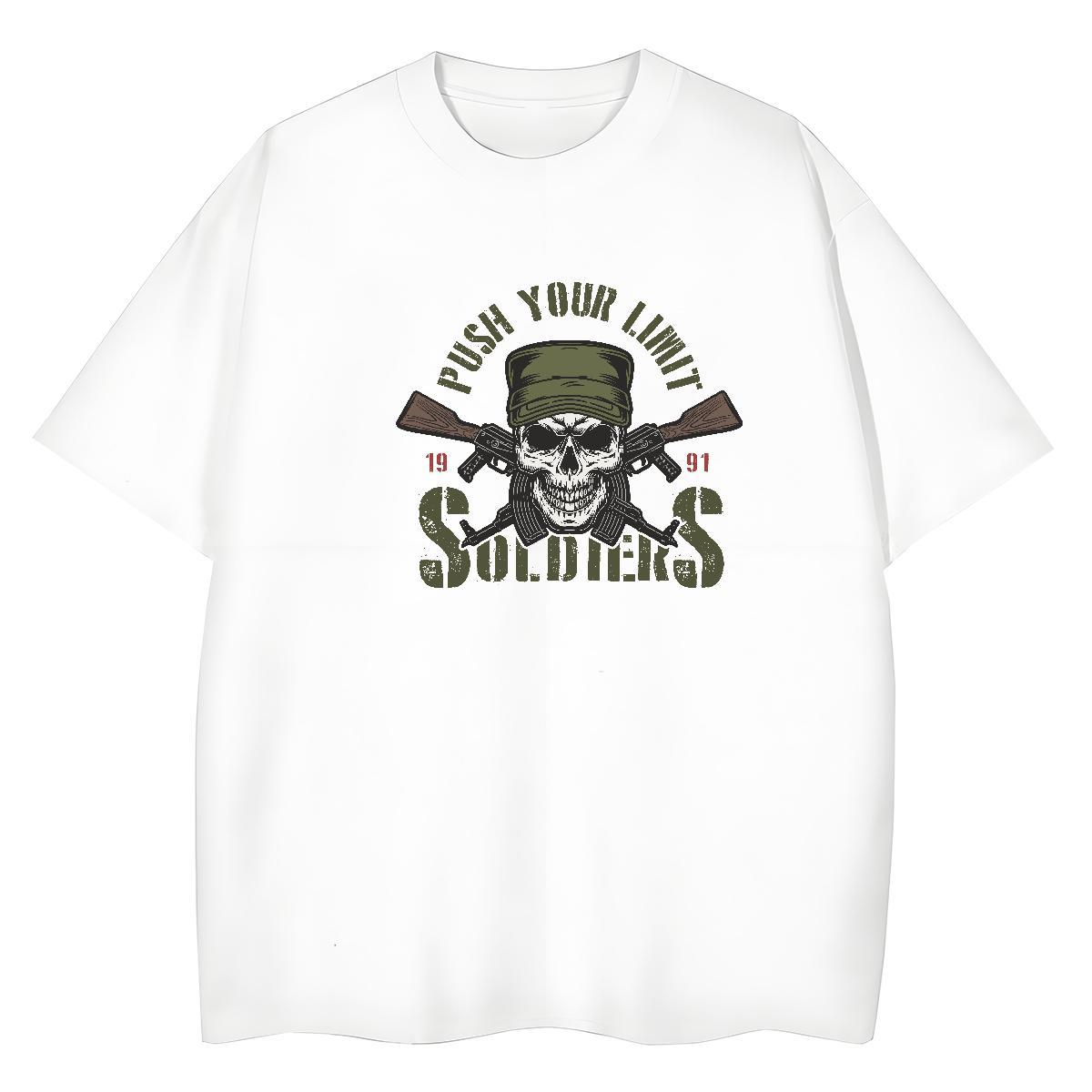 Popular T shirt 230g Cotton skull Summer Casual Customized Print Breathable Soft Men Tops Tees DIY Top Tees