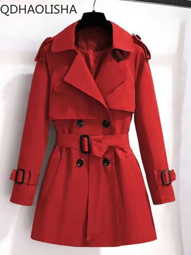 Trench Coats for Women Spring in Vintage Elegant Woman Clothes Korean Fashion Double Breasted Loose Streetwear Short Jacket 240824