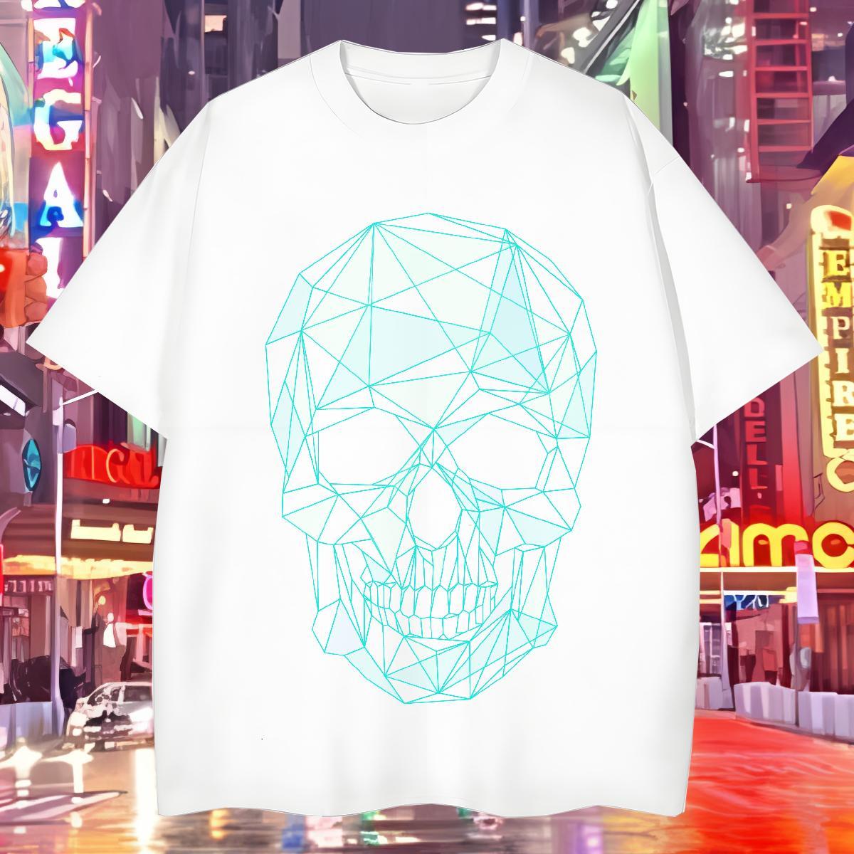Soft T-Shirts for Men 230g Pure Cotton skull Sport Custom Print Oversized Round Neck Short Sleeve Tshirt for Man Woman 2024 New Tees Shirts
