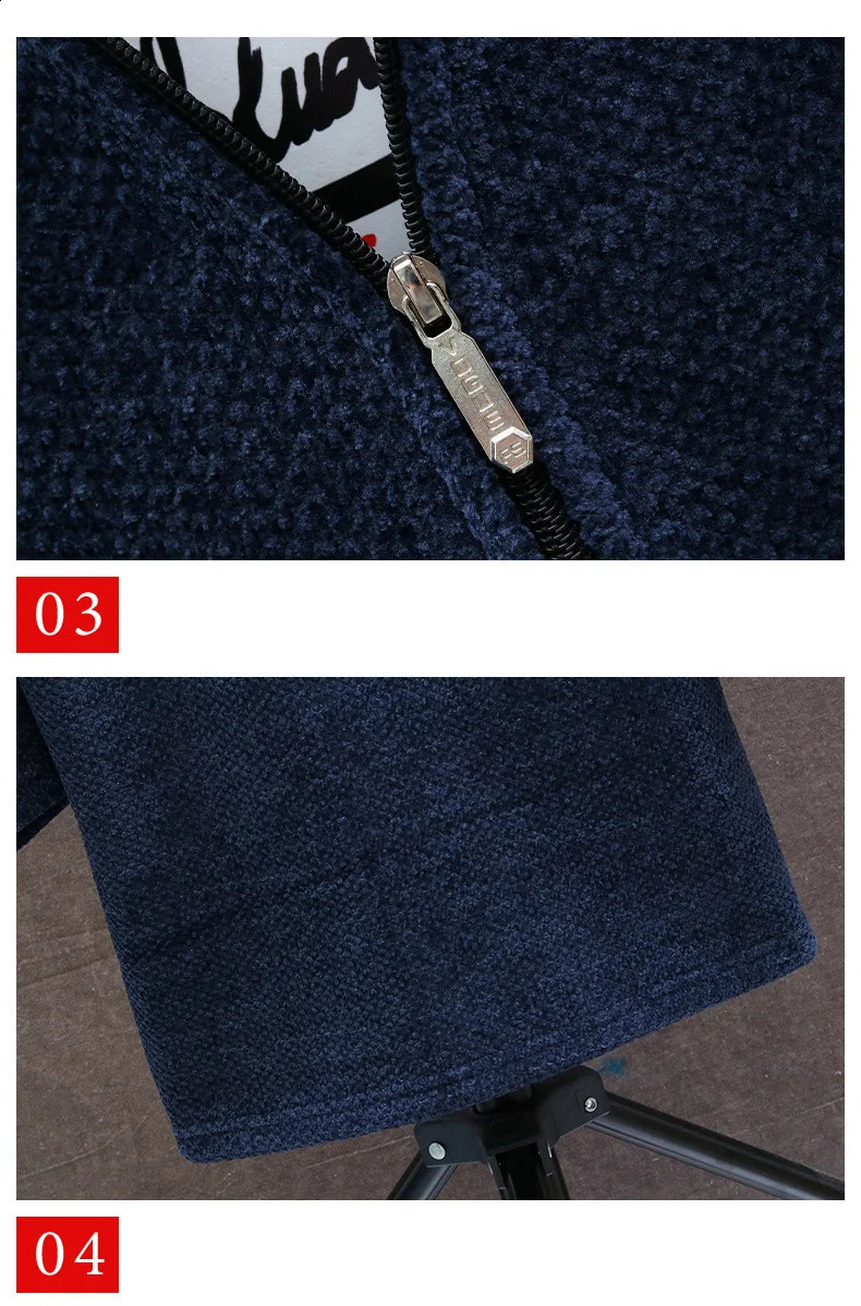 Long hooded wool cardigan mens winter thick warm velvet sweater knitted solid jacket zipper 240824