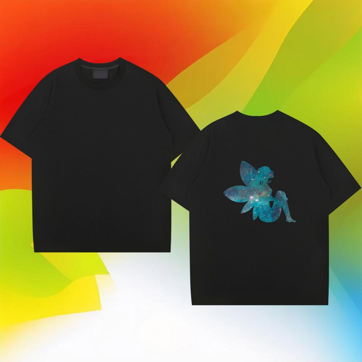 Unisex T Shirt For Man 230g Cotton portrait Street Floral Print Breathable Crew Neck Tshirt for Man Woman Customized Tops Shirt