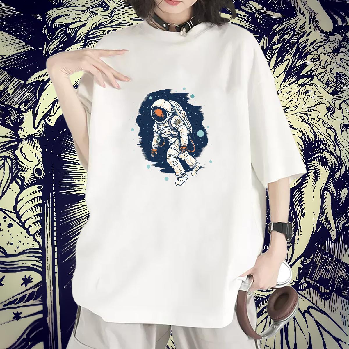 High quality Couples T Shirts 230g 100% Cotton universe Beach Woman T Shirts Crew Neck Custom Printing Tees