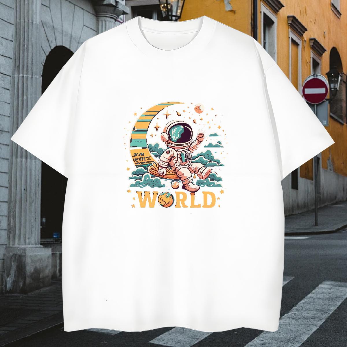 Cool T shirt 230g Pure Cotton spaceman Daily Wear Oversized 3XL 4XL Short Sleeve Soft Couples T Shirts Fashion Designer Polos