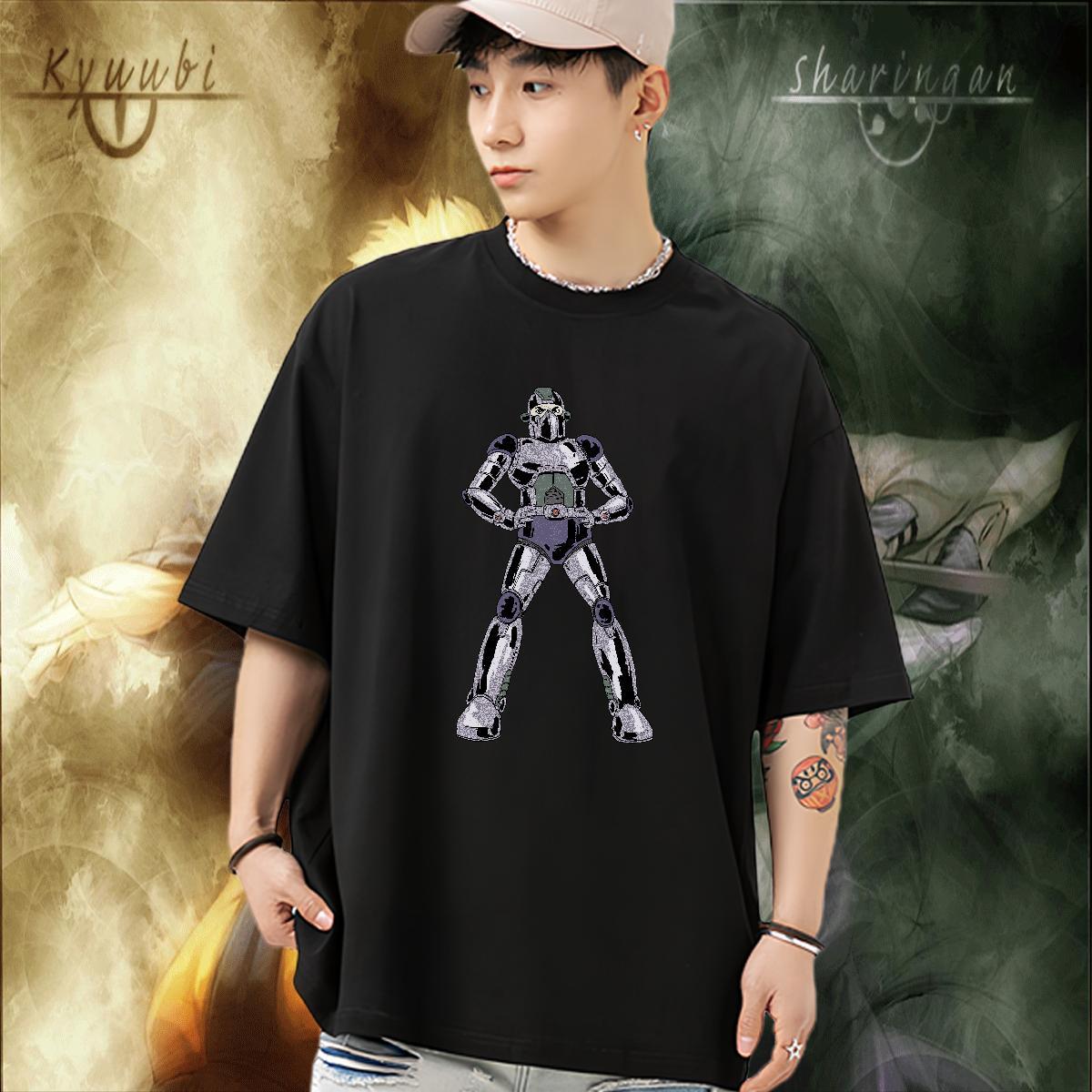 Cool Design T shirt 230g Pure Cotton robot Beach Custom Cartoon Crew Neck Breathable Couples T Shirts Fashion Designer Tops