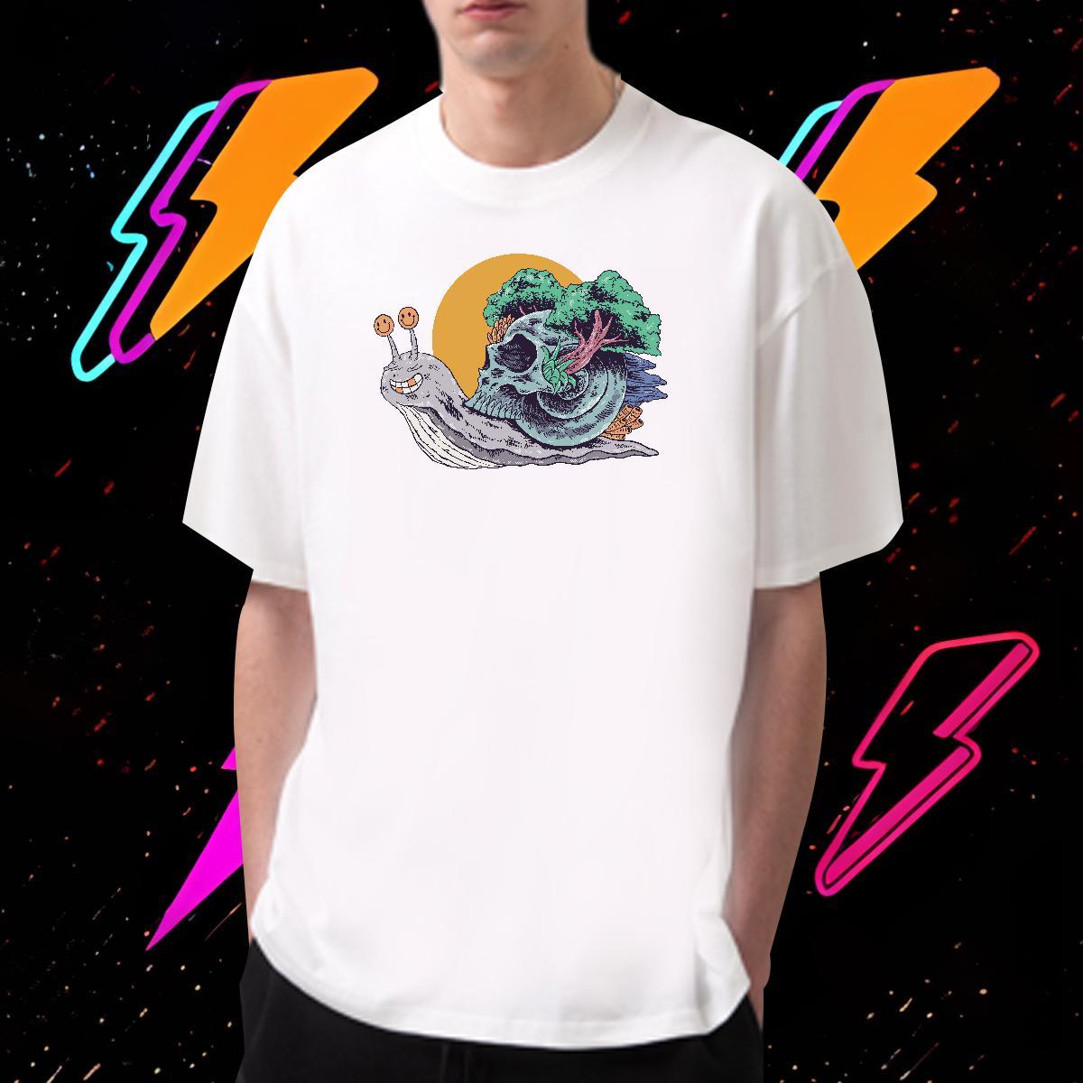 Classic T shirt 230g Cotton skull Anime Printing Street Cartoon Printing L-4XL Breathable Short Sleeve Men Tees 2024 Designer Top Tees