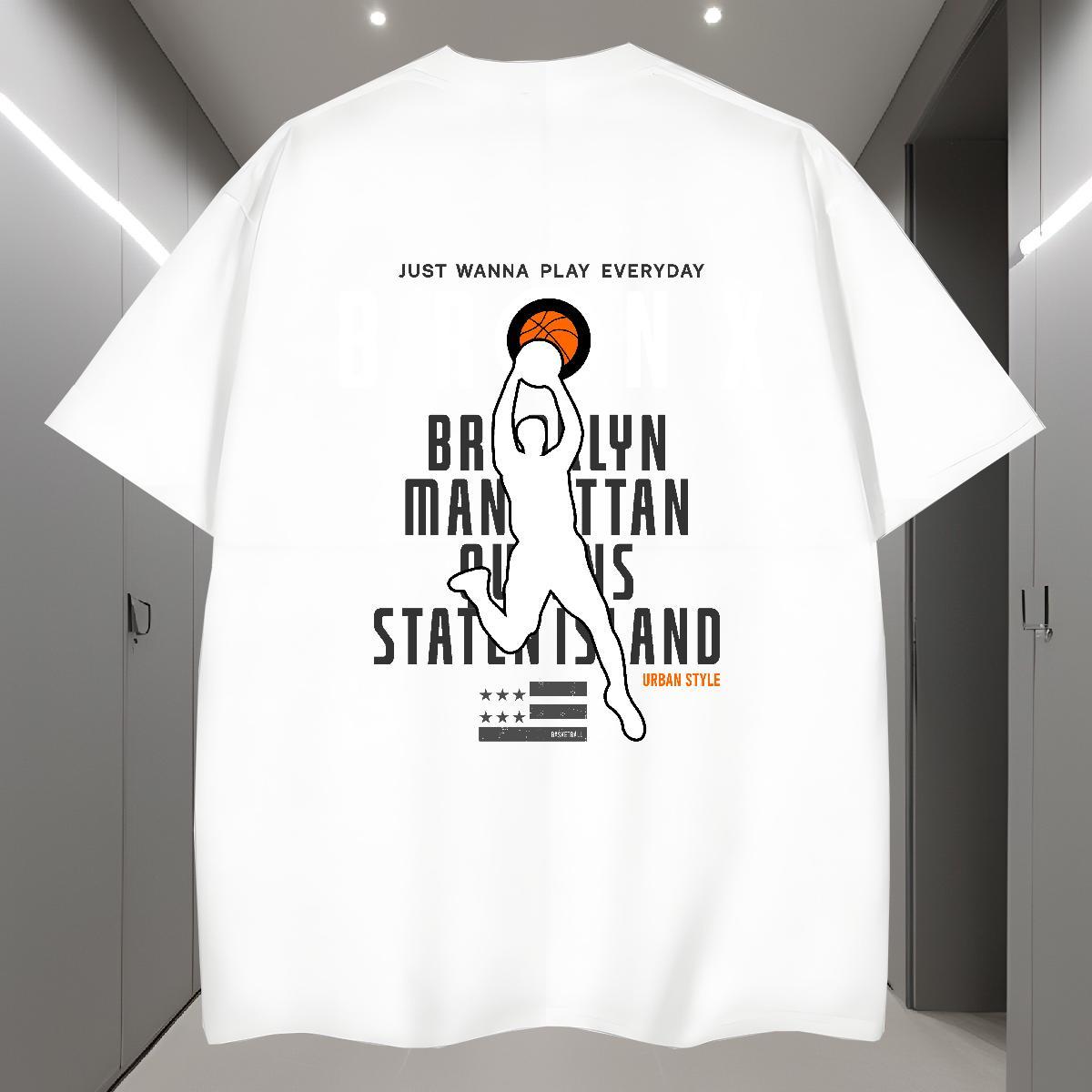 Popular T Shirts Men 230g Pure Cotton basketball Hip Hop Customized Print Crew Neck Men Tops Tees Designer Fashion Clothes