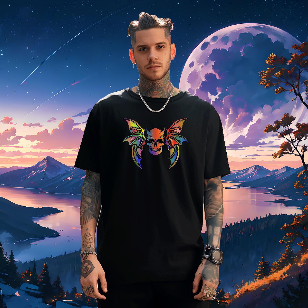 Cool Design T Shirts Men 230g Pure Cotton skull Casual Beach Custom Printed Breathable Short Sleeve Mens Tshirts 2024 Designer Polos