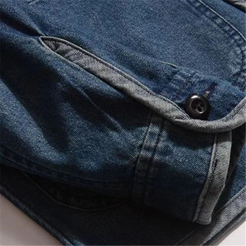 Japanese style Amekaji Vneck single chest mens denim jacket Spring retro 240824