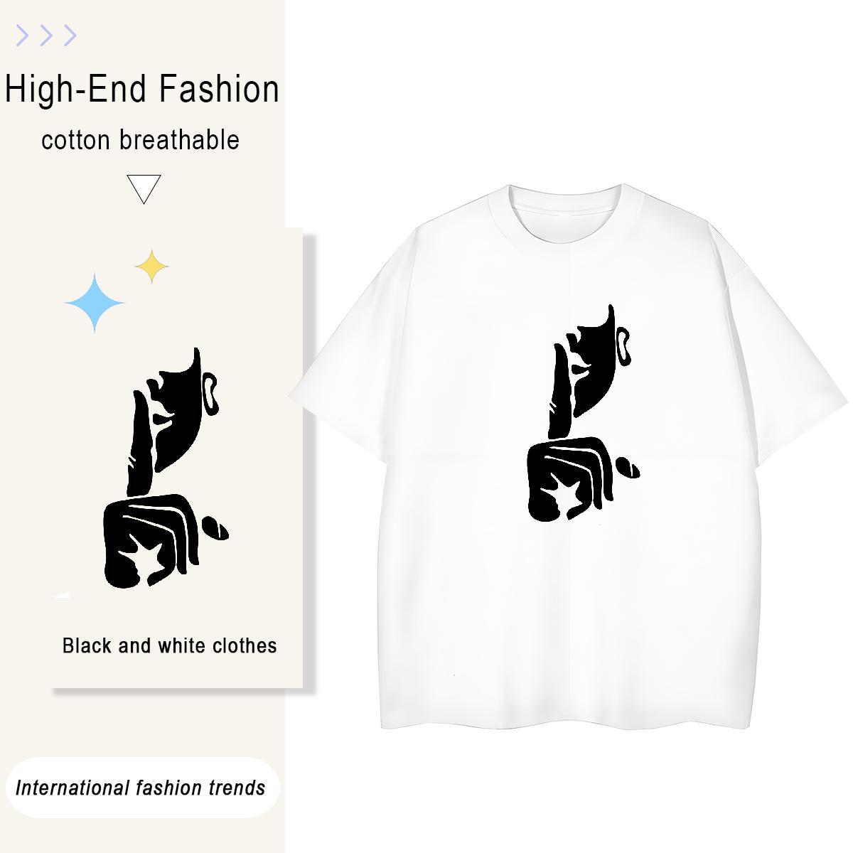 Wholesale Tshirt for Man Woman 230g 100% Cotton painting Casual Sport Womens T Shirts Short sleeve Soft Anime Print Tees
