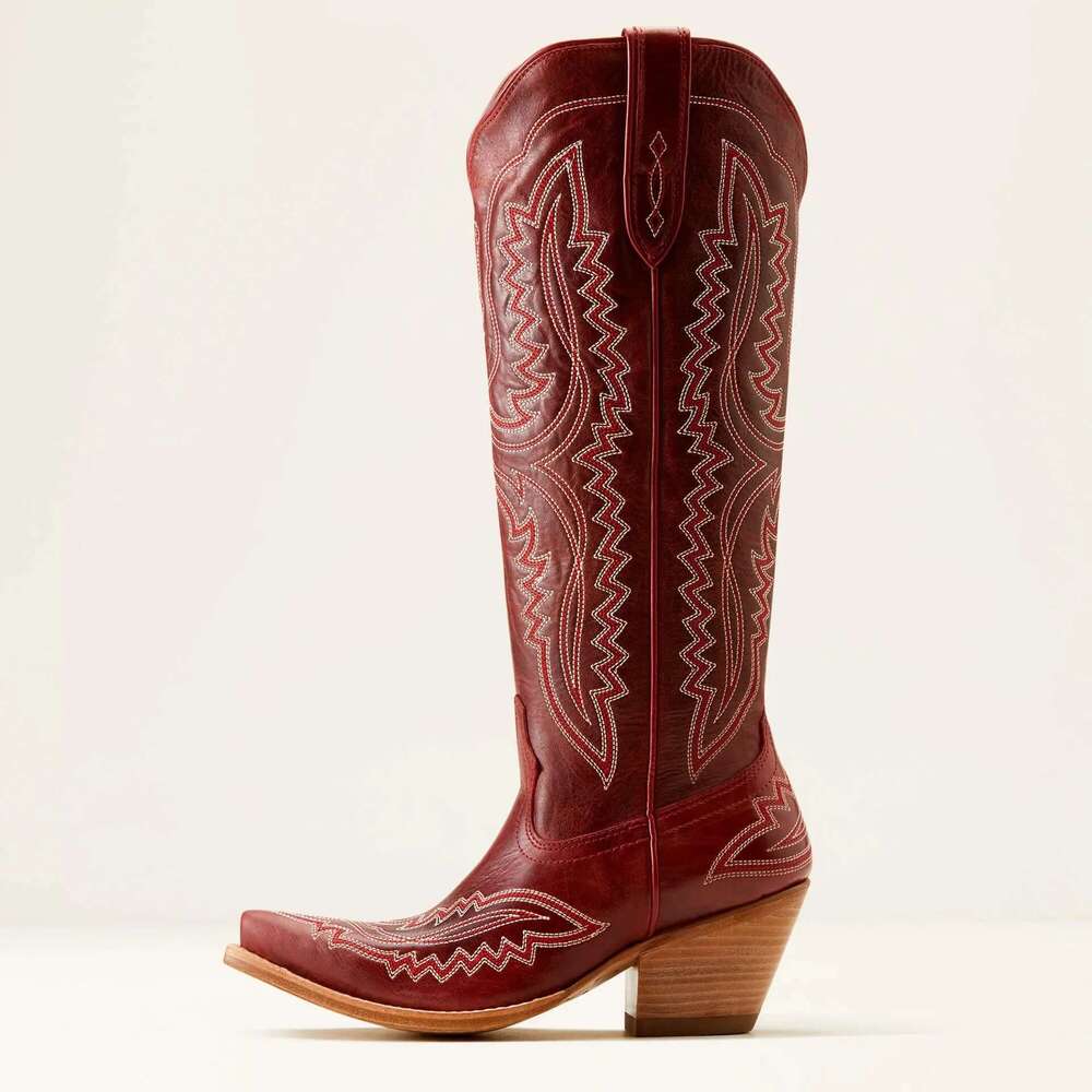 2024 Western Cowboy Boots: Embroidered Zipper hot Mid-Calf High Heel Cowgirl Boots