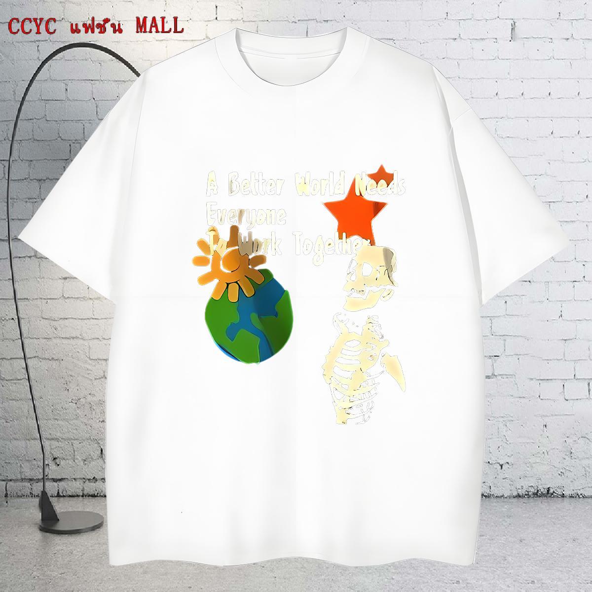 High Quality T Shirts Men 230g 100% Cotton skull Hip Hop DIY Printed Round Neck Short Sleeve Men Clothes T-Shirt Fashion New Tops Shirt