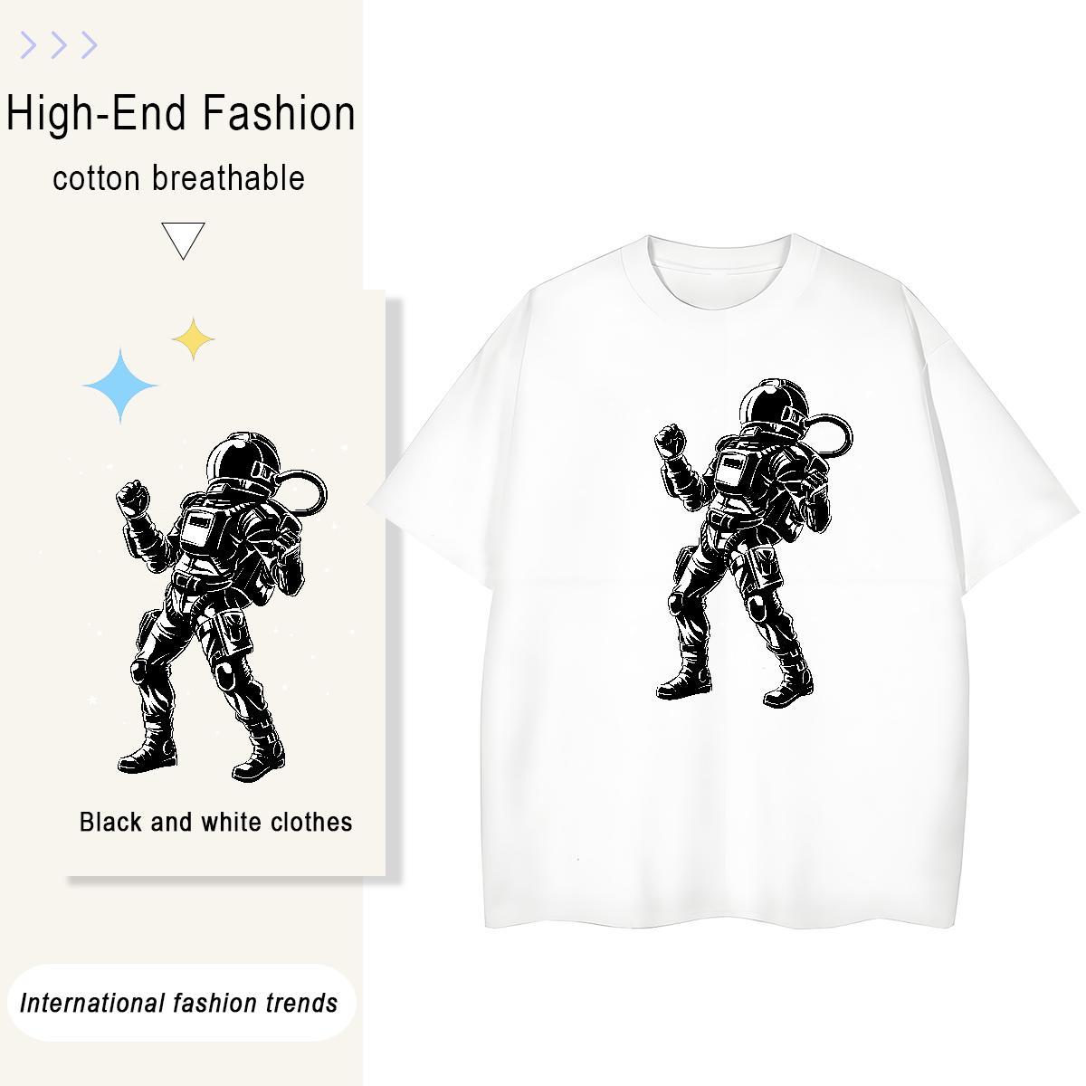 5A Tshirt for Man Woman 230g Cotton cosmonaut Casual Woman T Shirts Comfortable Floral Print Tshirts