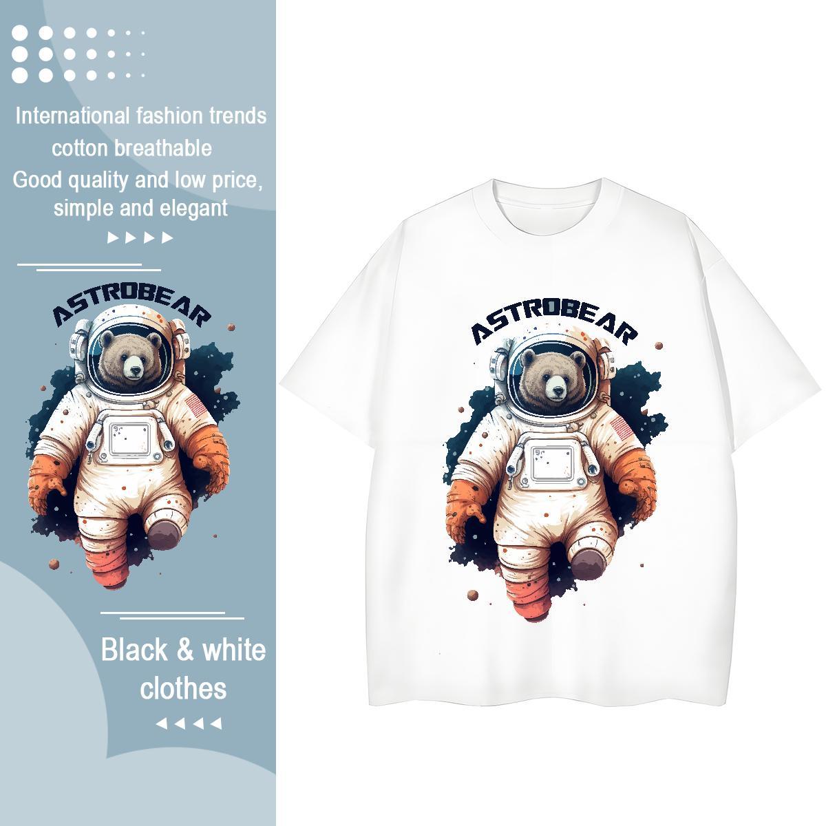 Wholesale Women Tees 100% Cotton 230g cosmonaut Daily Outfit T Shirts Women Crew Neck Breathable Customized Print Wear