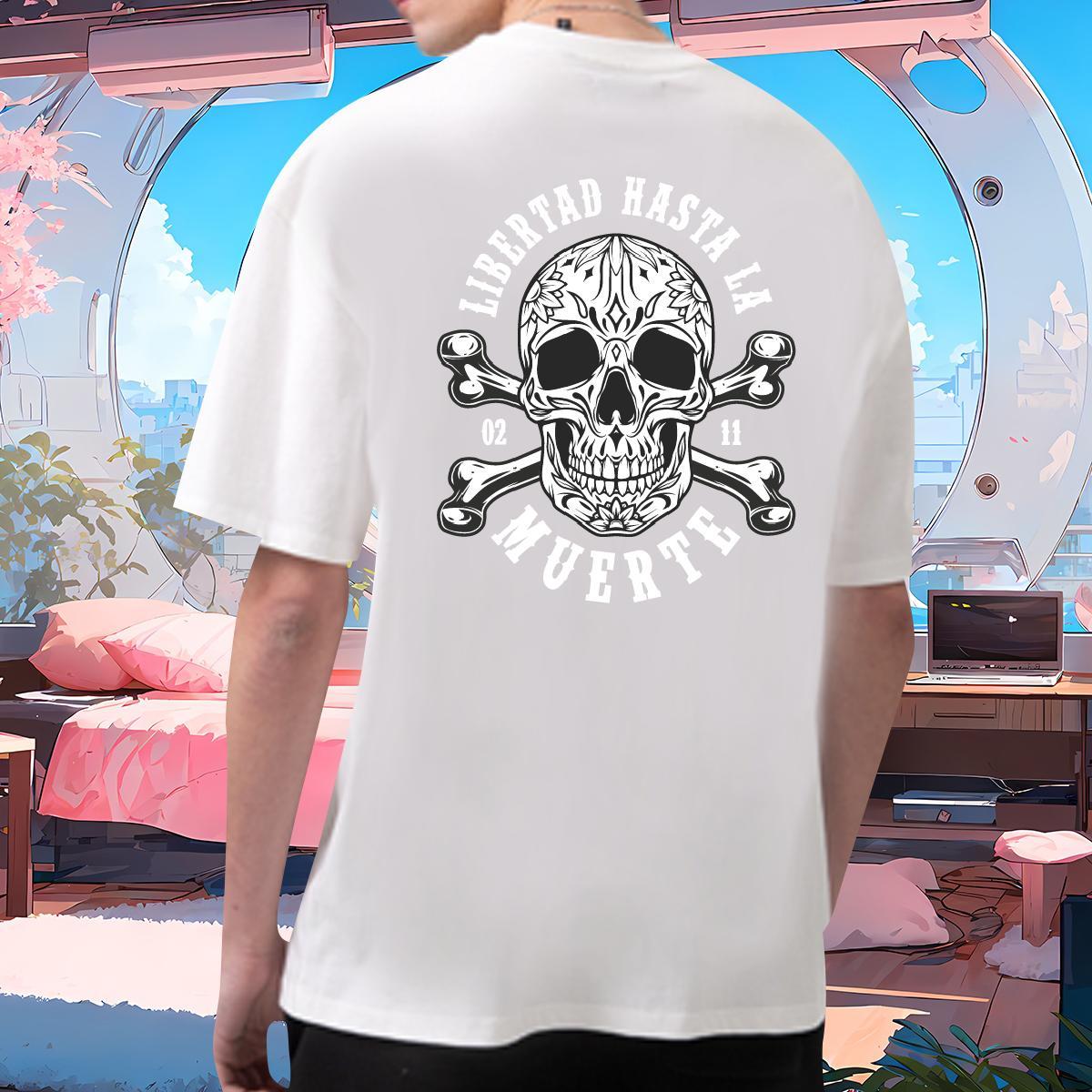 Popular T-Shirts 230g Pure Cotton skull Hip Hop Street Custom Big Size Short Sleeve Soft Men Clothes T-Shirt Stylist Polos