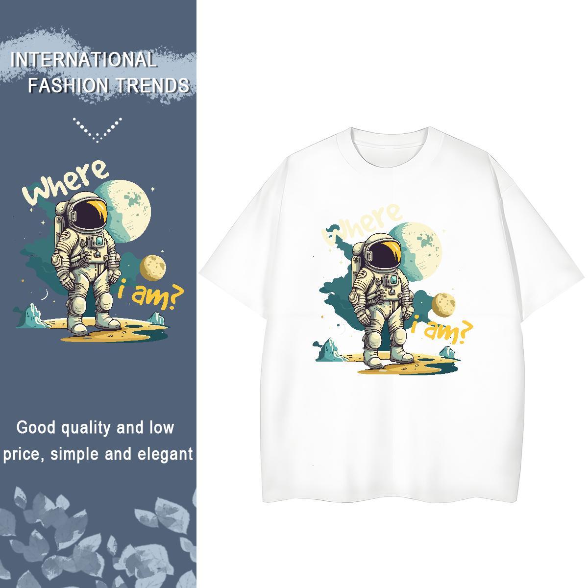 Designer Tshirt for Man Woman 230g Pure Cotton cosmonaut Street Casual Womens T Shirts Short sleeve Soft Custom Cartoon Tshirts