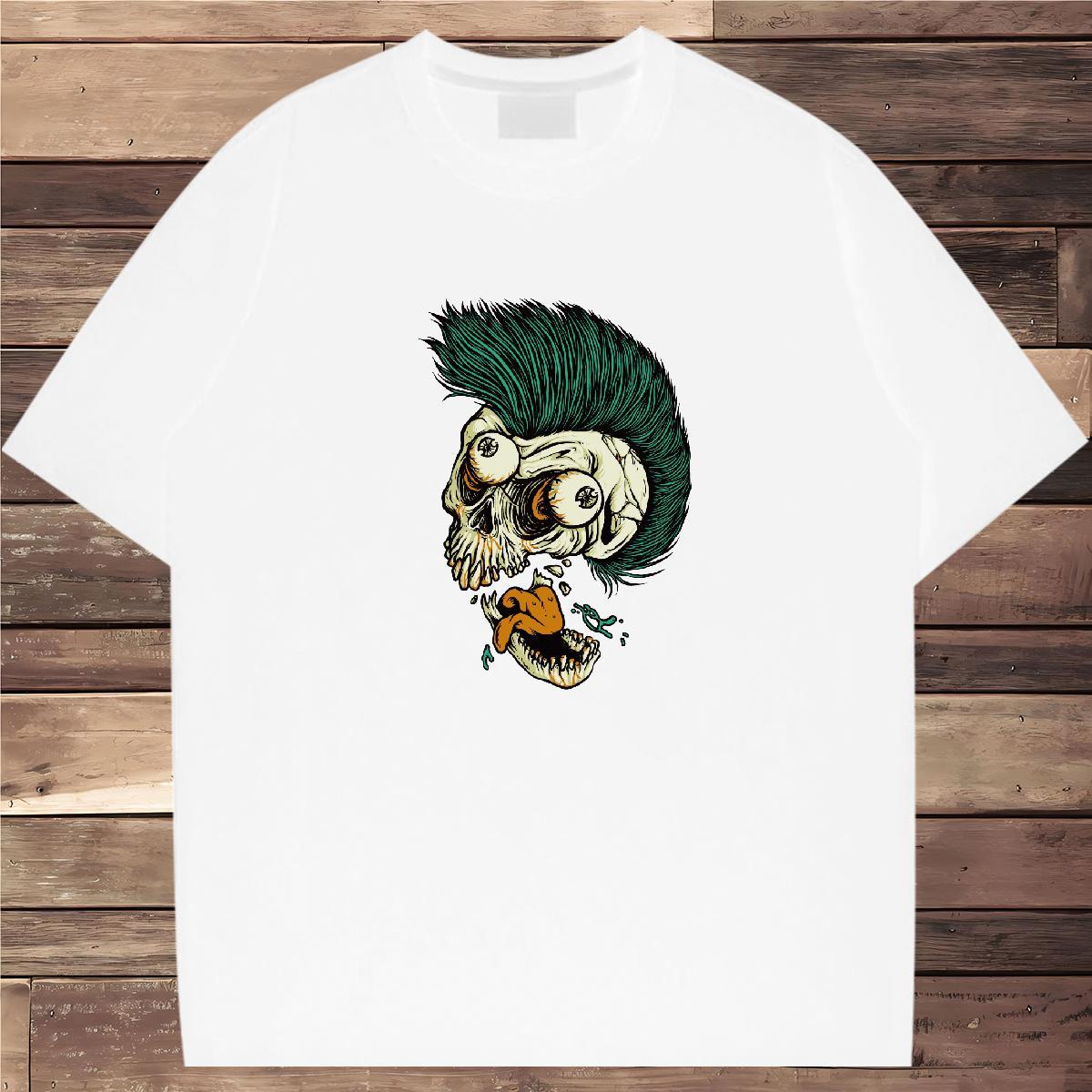 High Quality T Shirt For Man 230g 100% Cotton skull Outdoor Custom Printing Breathable Short Sleeve Men Tees New Top Tees