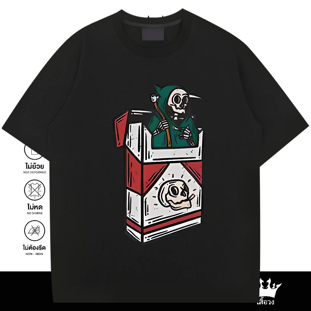 Brand T-Shirts 230g 100% Cotton skull Hip Hop Street DIY Anime Short Sleeve O-Neck Men Tops Tees New Tops Shirt