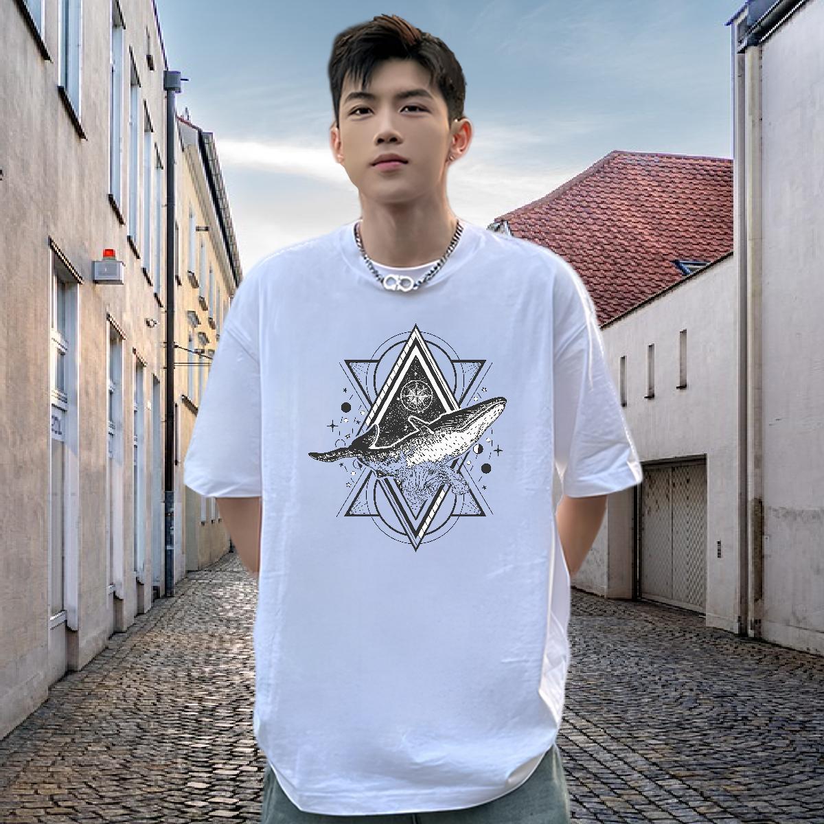 Popular T shirt 230g Pure Cotton eye of the devil Daily Outfit Custom Printing Breathable Short Sleeve Men Tops Tees 2024 Summer Clothes
