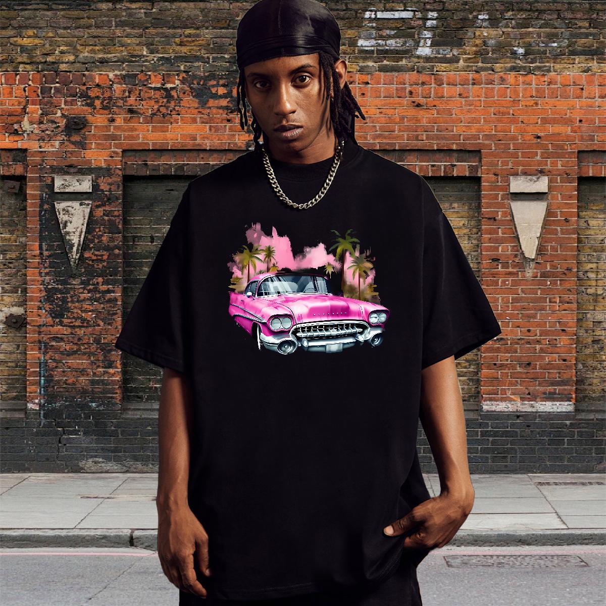Loose Fit Men T Shirts 230g 100% Cotton car Daily Wear Black Oversized Breathable Mens Tshirts Fashion Tees