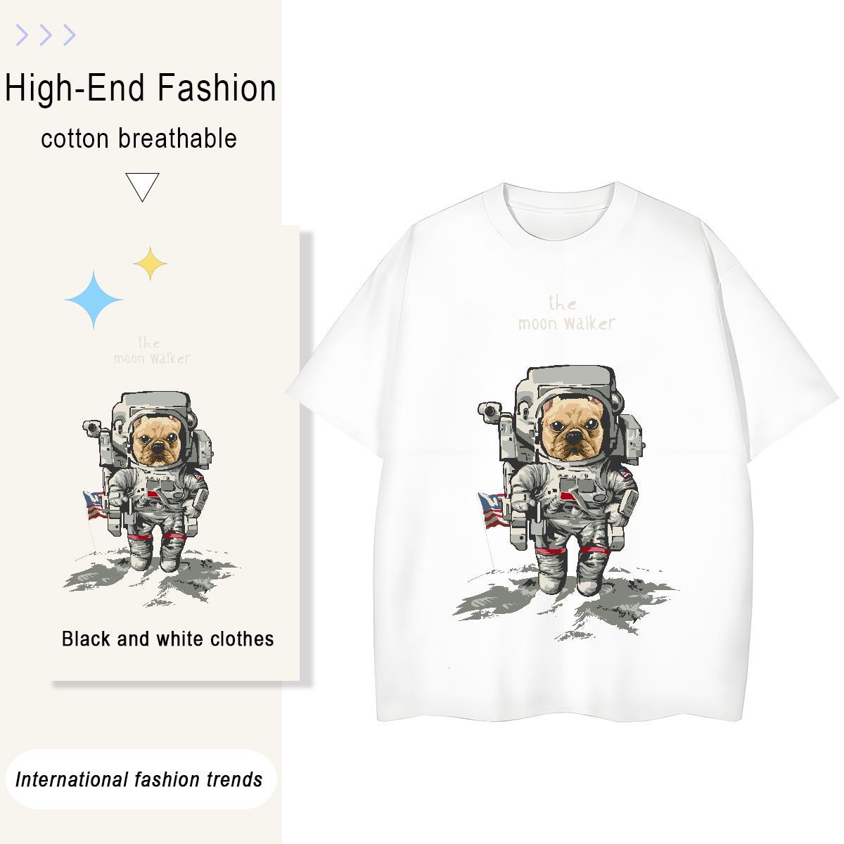 Wholesale Women Tshirts 100% Cotton 230g cosmonaut Street Casual Women T Shirts O-Neck Short Sleeve Custom Printed Clothings
