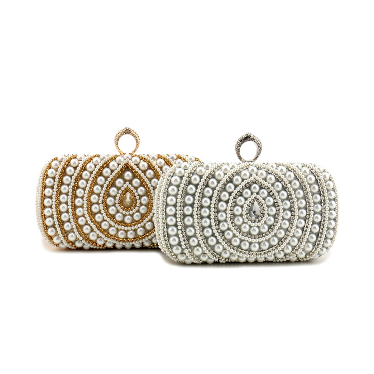Beading Wedding Clutch Evening Bags s Pearl Handbags With Chain Shoulder Metal Party Purse Diamonds Holder 240824Z
