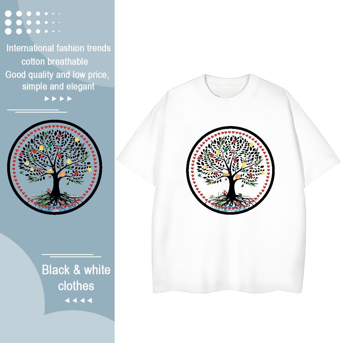 Brand Lady T shirt 230g 100% Cotton painting Daily Outfit T-Shirts for Women Crew Neck Anime Print Wear