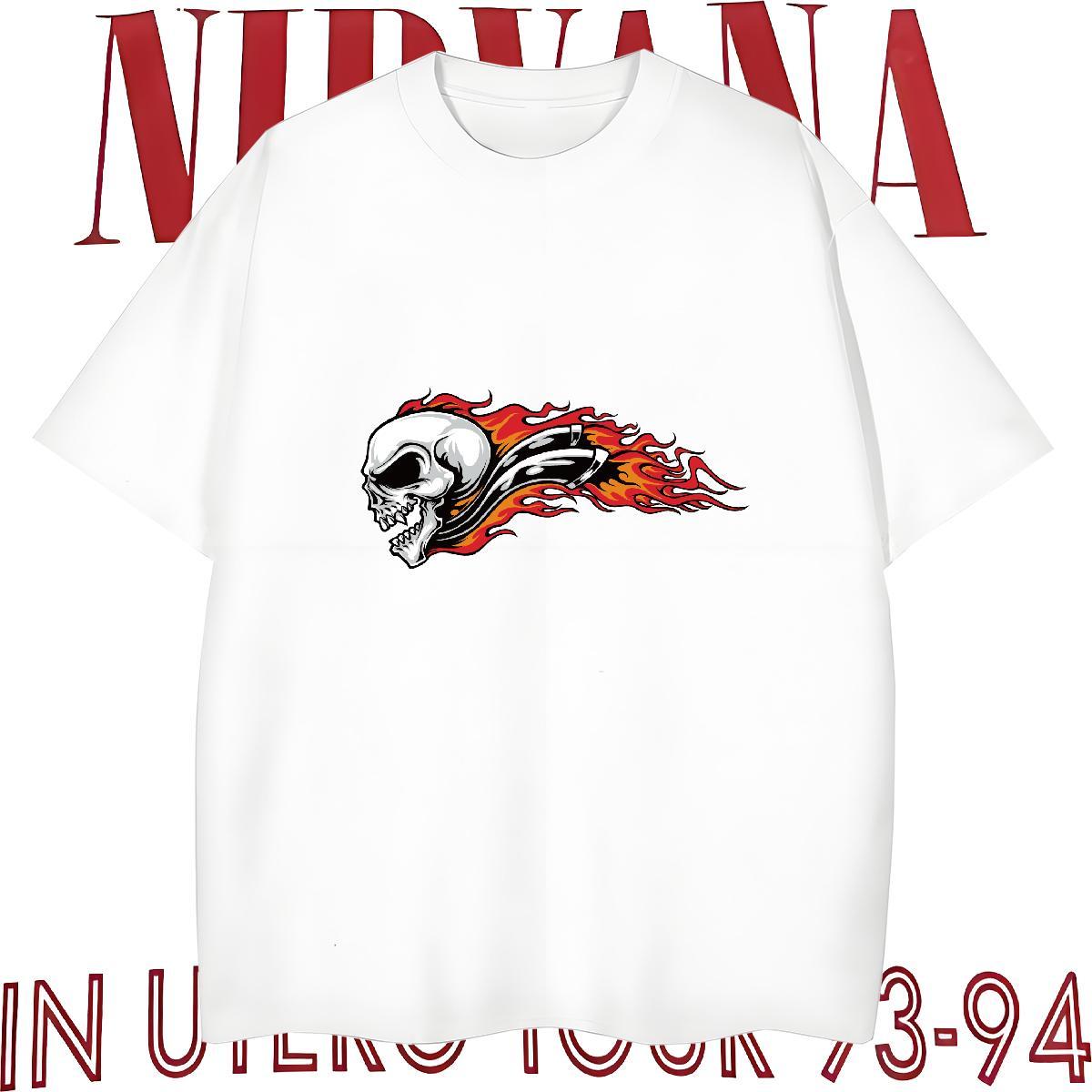 High Quality Men T Shirts 100% Cotton 230g skull Street wear Hip Hop DIY Printed Short Sleeve Soft Men Tees Fashion Designer Polos
