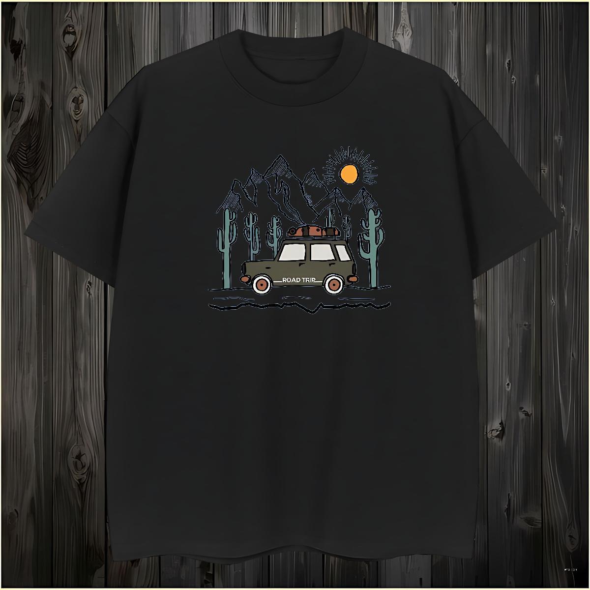 Free Shipping T Shirt For Man 230g Pure Cotton mountains Sports Casual Oversized Breathable Short Sleeve Men Tops Tees 2024 Designer Top Tees
