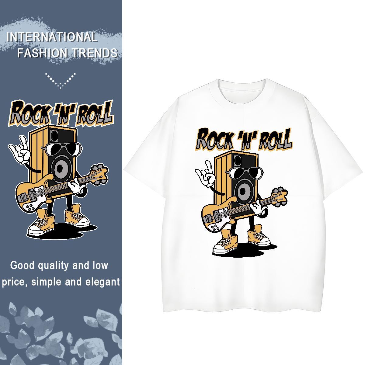 Soft Women Tshirts 230g 100% Cotton play the guitar Street Wear T shirt Breathable Black Oversized Tops Tees