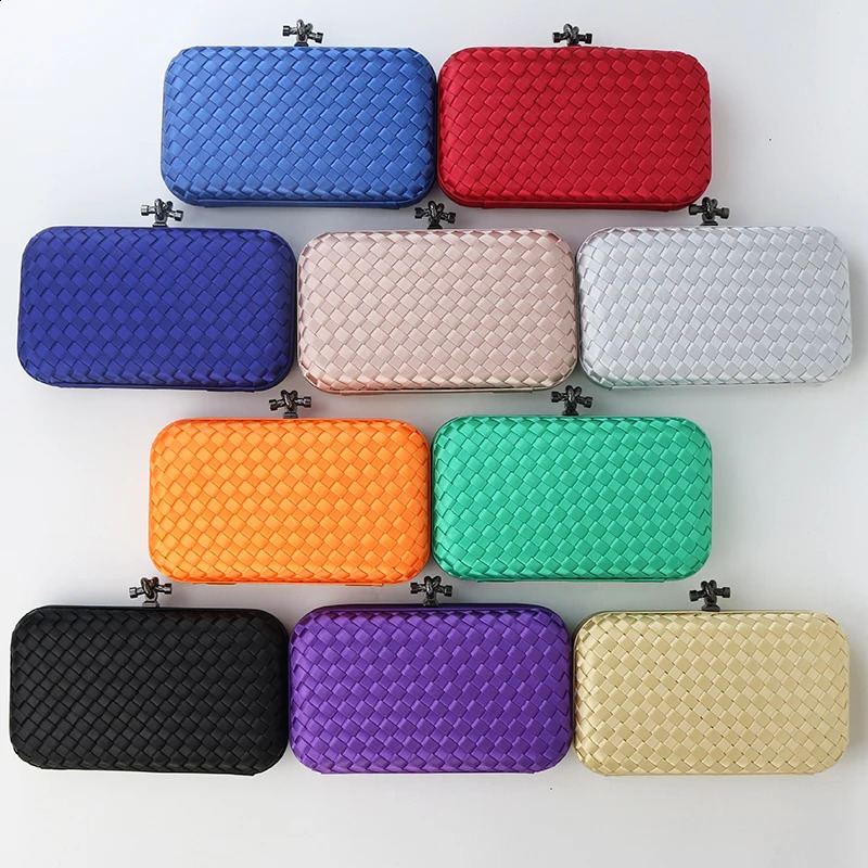 Womens Multipurpose woven Clutch Bag Dyed Fabric Elegant Wedding Banquet Dress Evening Dinner Handbag Crossbody purse with 240824Z