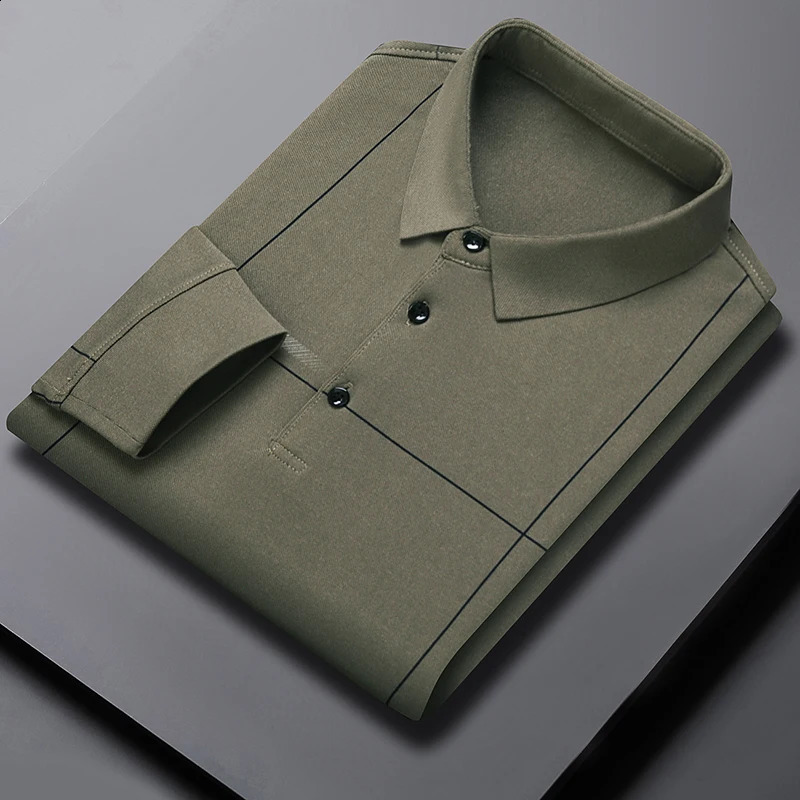 Men Polo Shirt Business Autumn Tshirt Long Sleeve Casual Male Polo Shirt Fit Slim Korean Clothing Button Shirts 240824