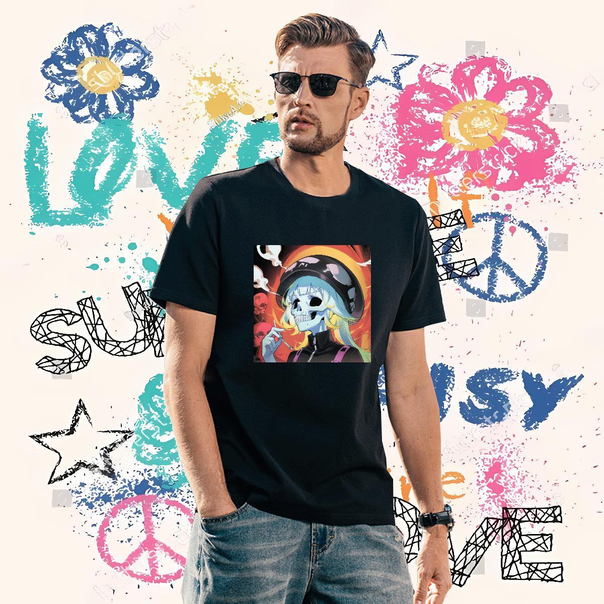 Loose Fit Man T Shirts 100% Cotton 230g skull Daily Outfit Custom Cartoon Short Sleeve Soft Mens Tshirts Designer Tops Shirt