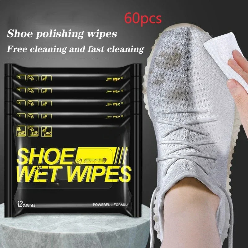 60pcs5 bags disposable shoe cleaning wipes travel portable dust removal shine manual tool 240824