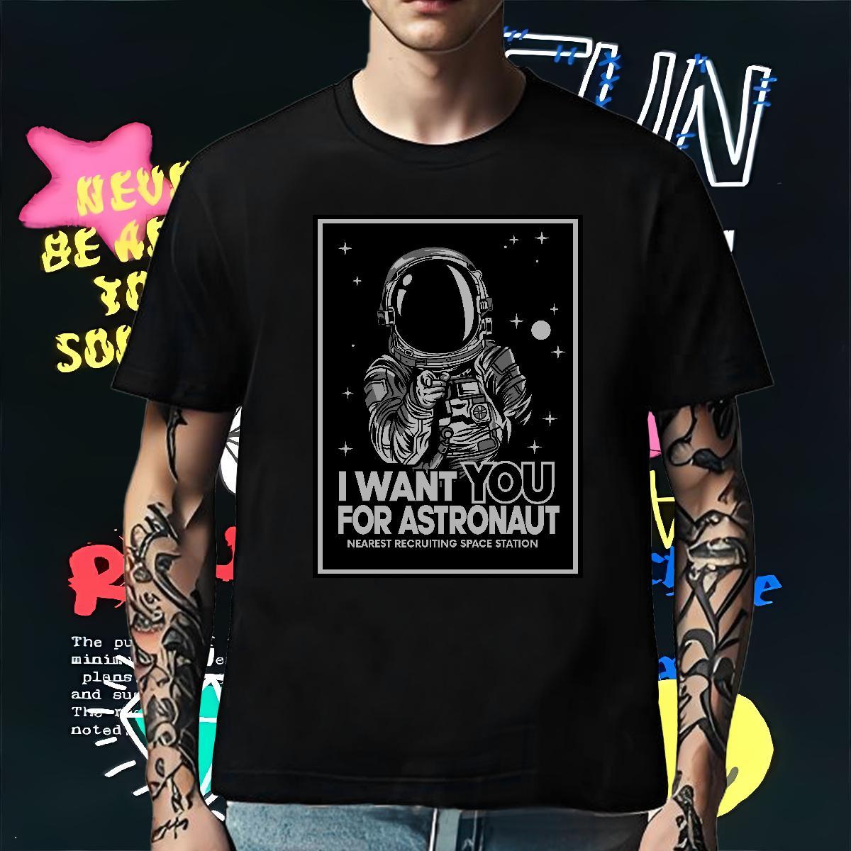 Wholesale T Shirt For Man 230g 100% Cotton spaceman Sport Customized Print Round Neck Short Sleeve Mens Tshirts Fashion Designer Tops Shirt