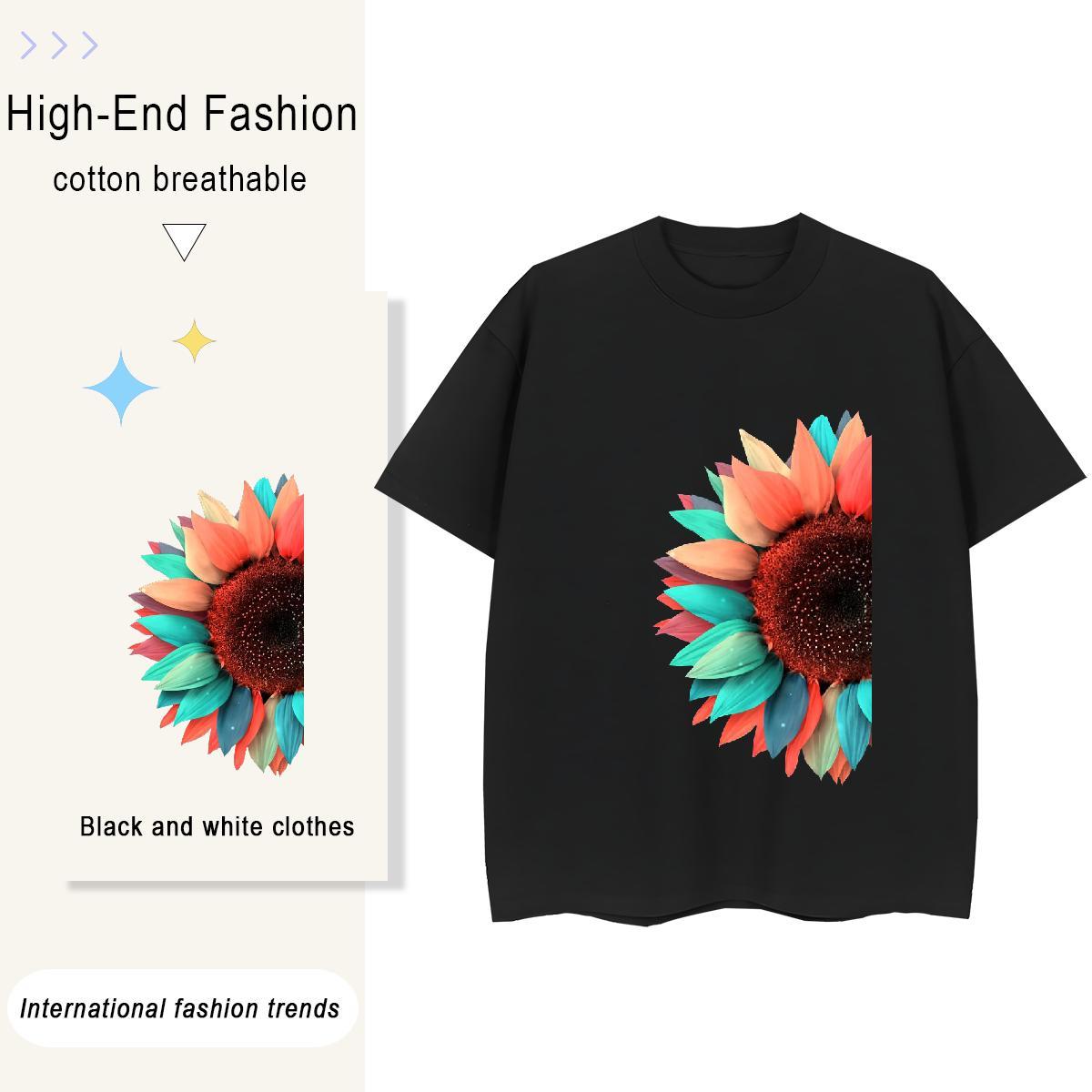 Loose Couples T Shirts 230g Cotton painting Summer Casual T shirt Round Neck Short Sleeve Plus Size Custom Polos