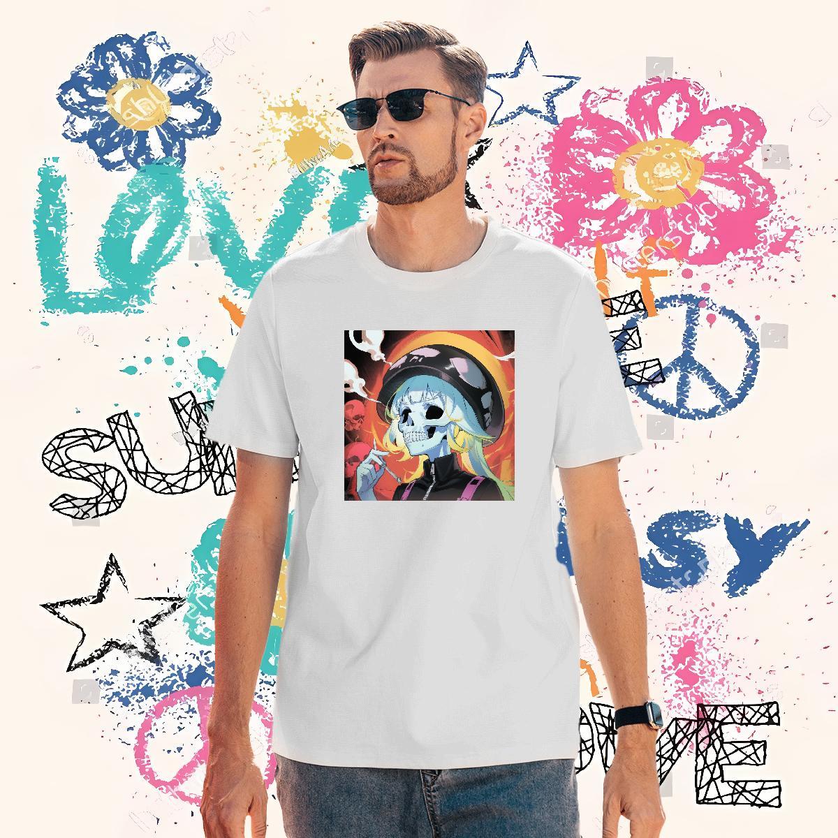 Loose Fit Man T Shirts 100% Cotton 230g skull Daily Outfit Custom Cartoon Short Sleeve Soft Mens Tshirts Designer Tops Shirt