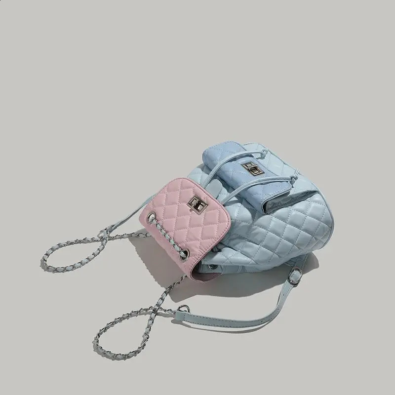 Advanced Sense Student Bag Fashion Small Backpackk Lingge Chain Bags Lady Backpack Leisure Backpacks Trend Travel Bag 240824