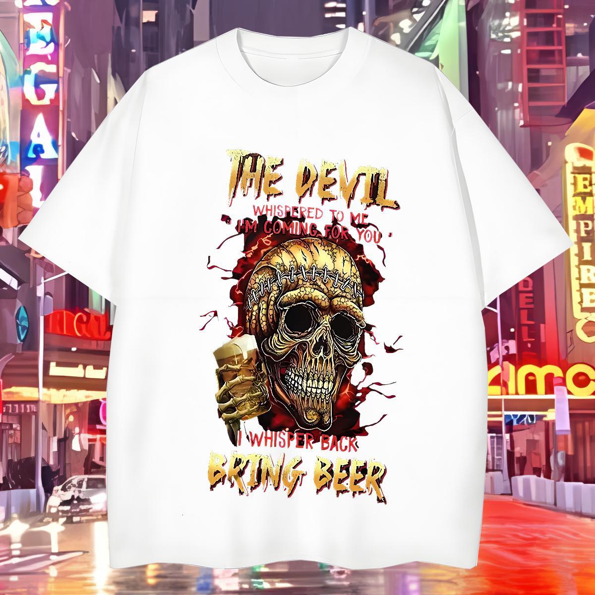 Cool Design T-Shirts 230g Pure Cotton skull Sport Cartoon Print O Neck Short Sleeves Men Tees Fashion Tshirts