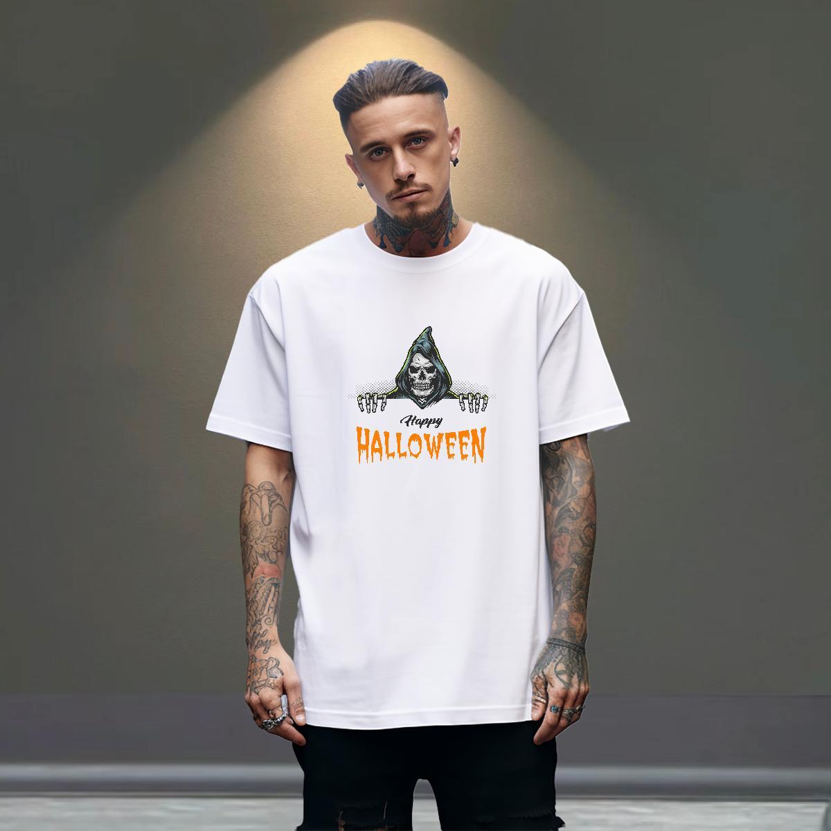 Cool Design T-Shirts 230g Cotton skull Home Outdoor Custom Print Plus Size Crew Neck Men Tops Tees Brand Wear