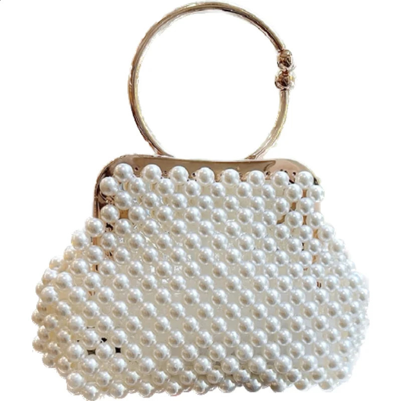 Female Pearl Evening Bag Banquet Mini Handbags Wedding Dinner Party Clutch Purses Fairy Holiday Top Handle Bags 240824Z