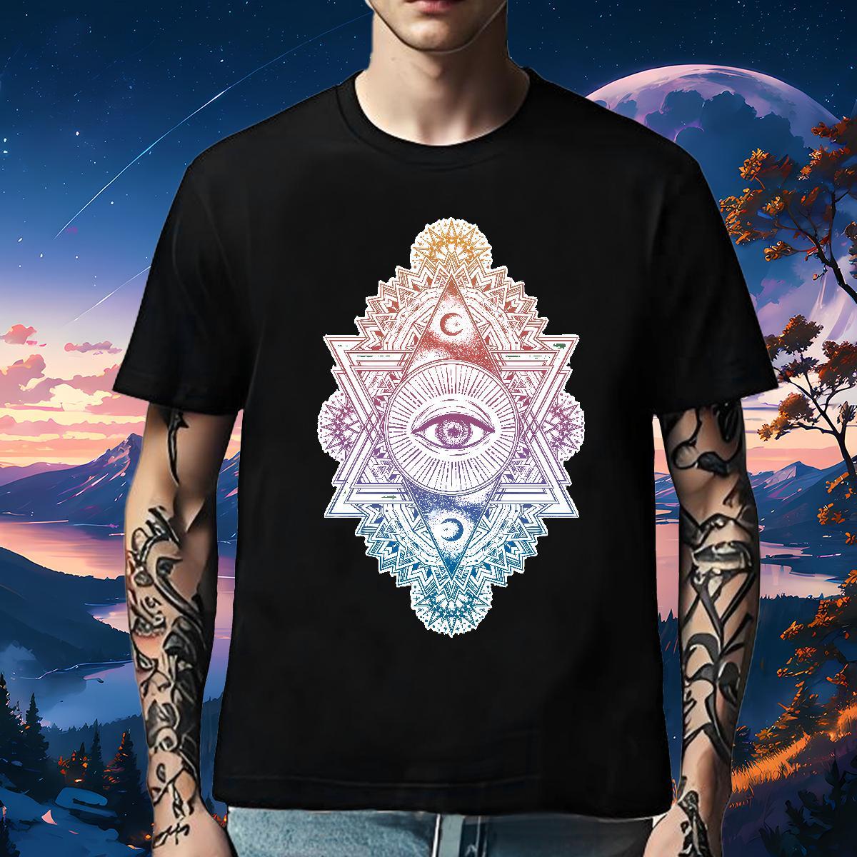 High Quality Man T Shirts 230g Pure Cotton eye of the devil Hip Hop Street Customized Breathable Crew Neck Men Tees DIY Tops Shirt