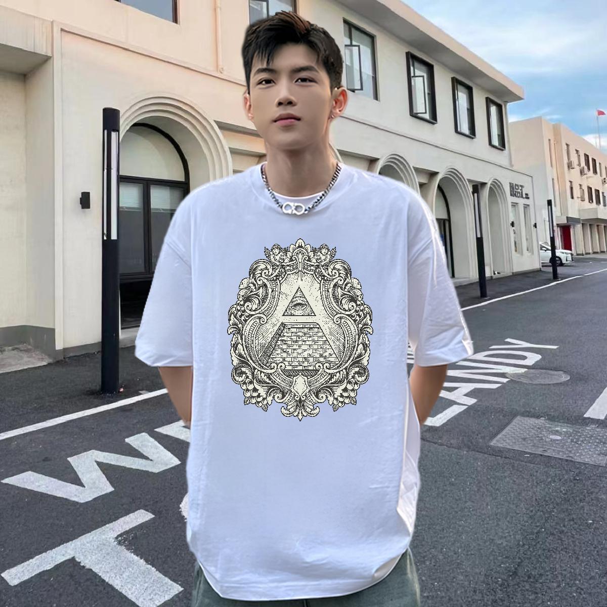 Cool T Shirt For Man 230g Pure Cotton eye of the devil Home Outdoor DIY Anime O-Neck Short Sleeve Mens Tshirts Fashion Clothings