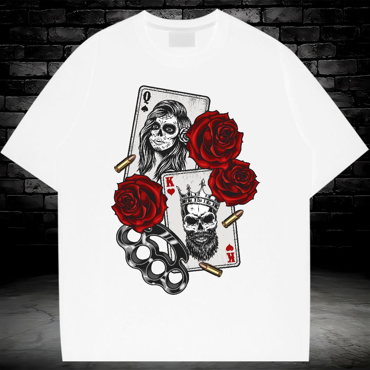 Popular Mens T Shirts 230g 100% Cotton skull Casual Beach Customized Round Neck Short Sleeve Men Tshirts Factory Direct Tops Shirt