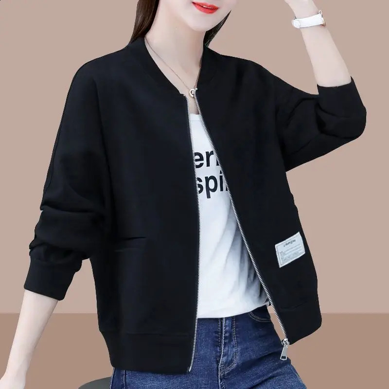 Womens Plus Size Womens Hoodie Womens Short Style Spring and Autumn Korean Loose Fit Slimming Ins Trendy Cardigan Jacket 240824