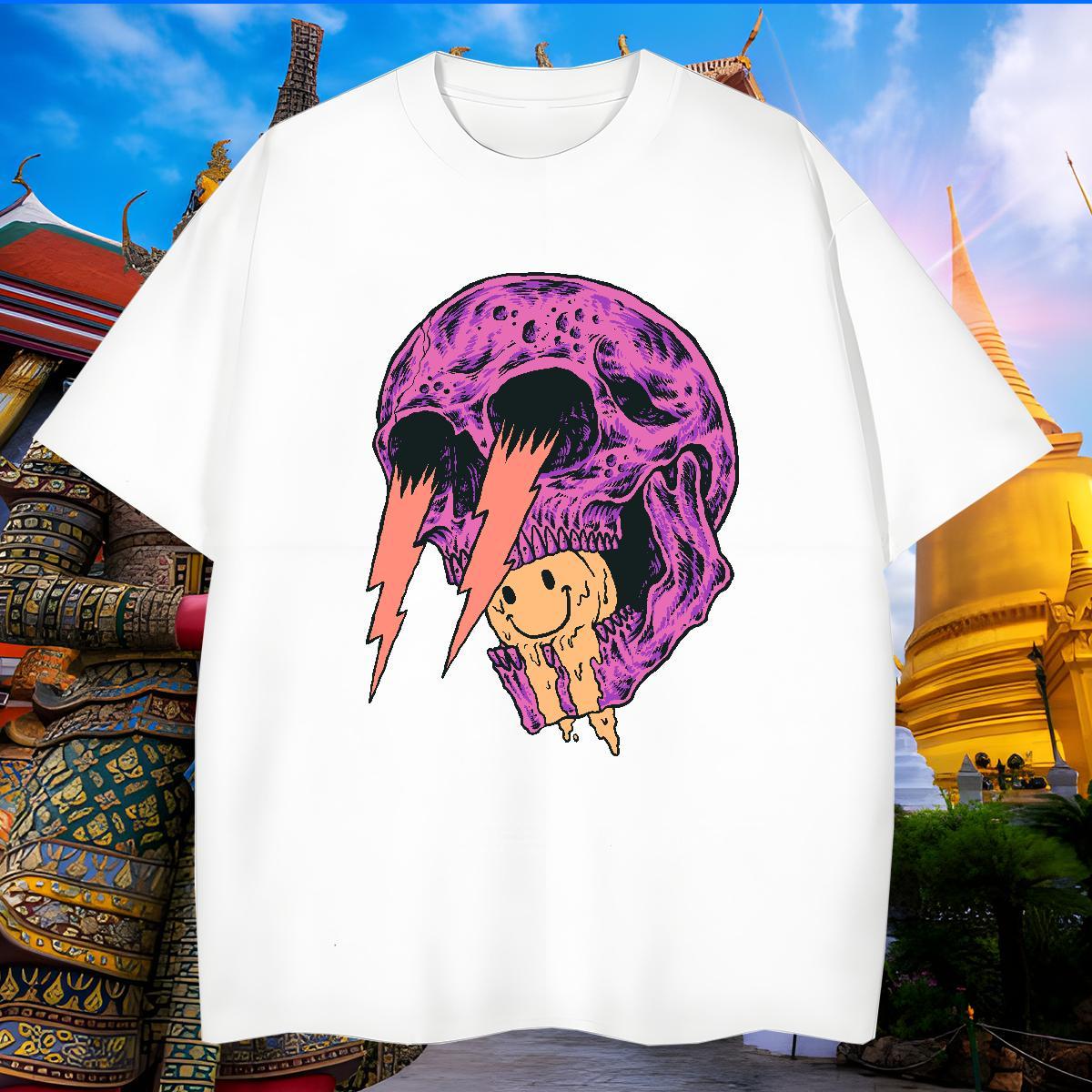 Popular Mens T Shirts 230g 100% Cotton skull Street Casual Plus Size Custom Breathable Short Sleeve Men Clothes T-Shirt Free Shipping Tshirts