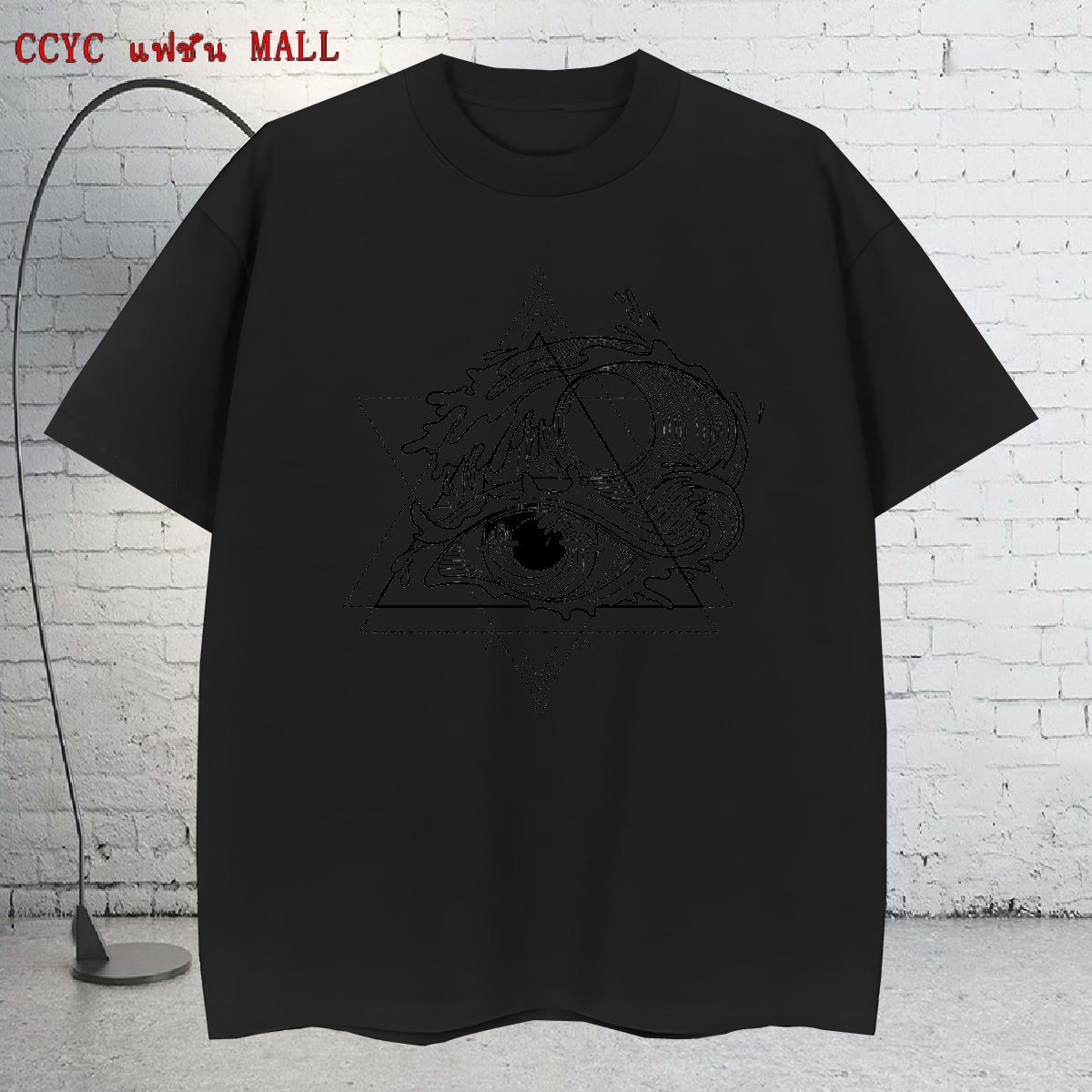 Cool Man T Shirts 230g Pure Cotton eye of the devil Casual Anime Breathable Short Sleeve Men Tops Tees Stylist Polos