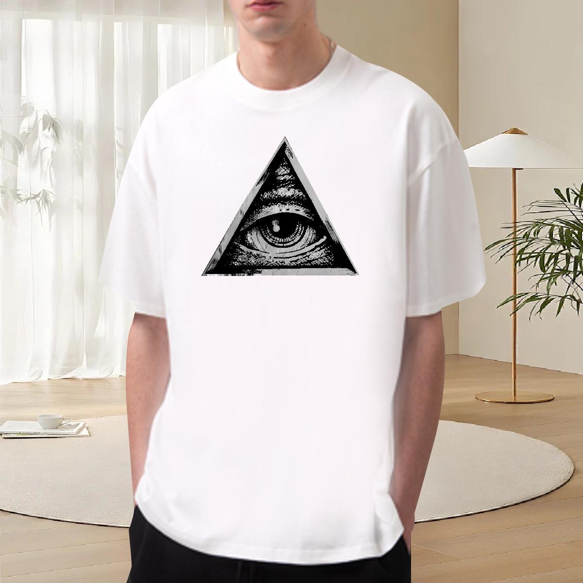 Loose Fit Man T Shirts 230g Cotton eye of the devil Daily Outfit Custom Big Size Crew Neck Breathable Couples T Shirts Brand Tops Shirt
